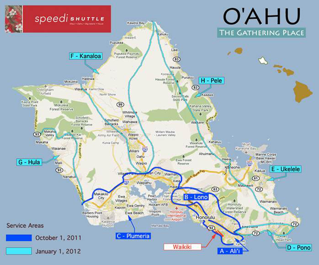SpeediShuttle Oahu Routes